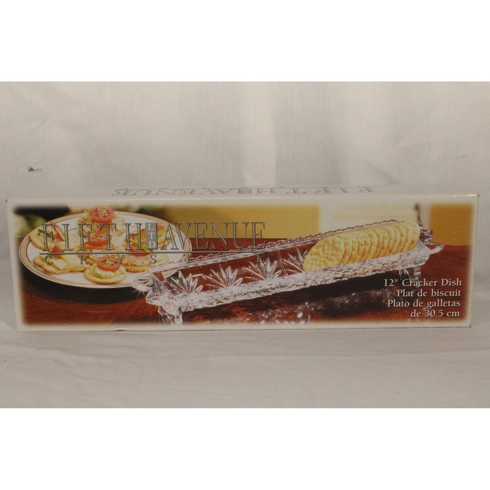 Fifth Avenue Crystal Cracker Dish 12" Clear Lead Crystal Footed Serving Tray